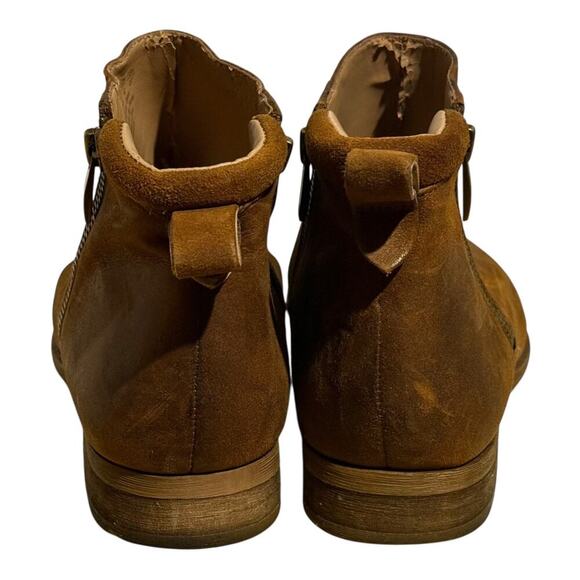 Franco Sarto Camel Leather Zip Ankle Boots Women's Size 10 Western Block Heel - Picture 5 of 8